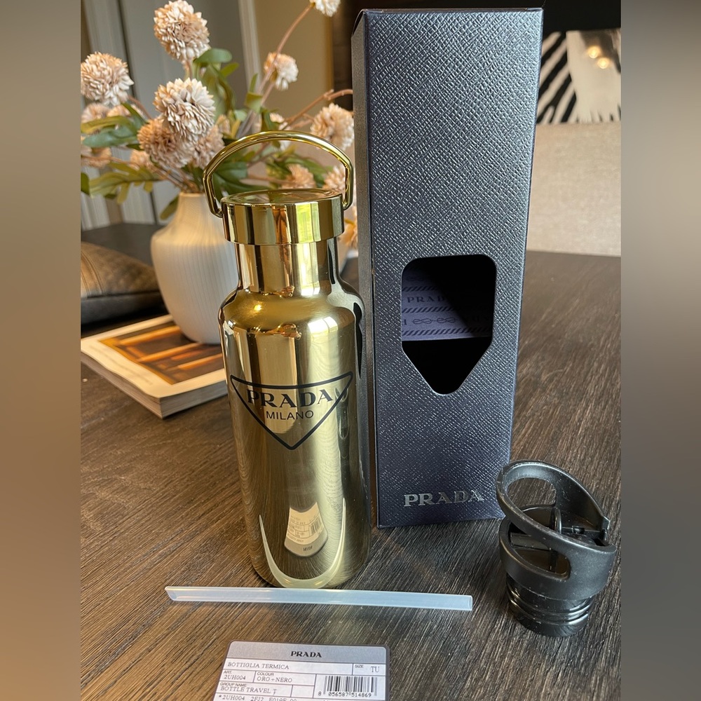 Authentic PRADA Insulated Thermal Water Bottle in Gold!! Brand New!!